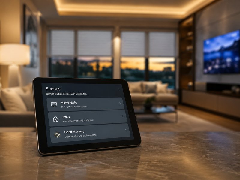Scene controls on the smart panel in the living room