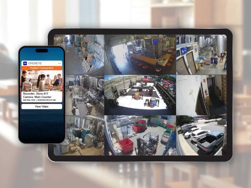 OpenEye cloud multiview with a business activity alert
