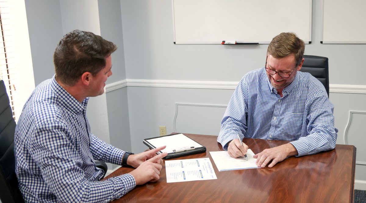 Business owner at ease during a consultation